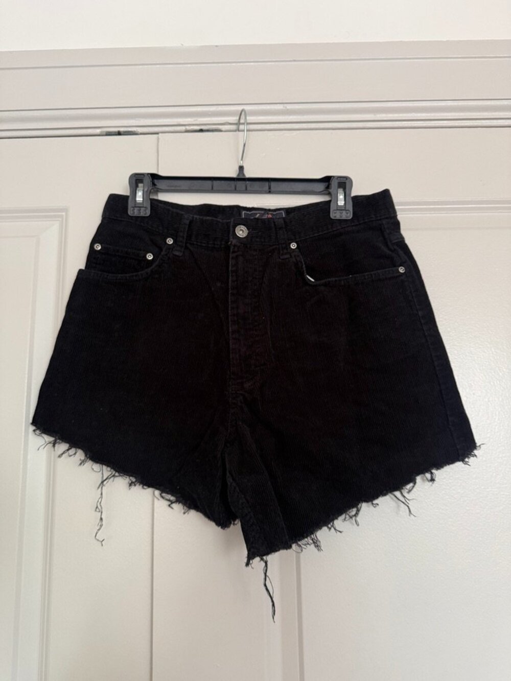 Route 66 Black Corduroy Raw Hem Cutoff Shorts Size 34